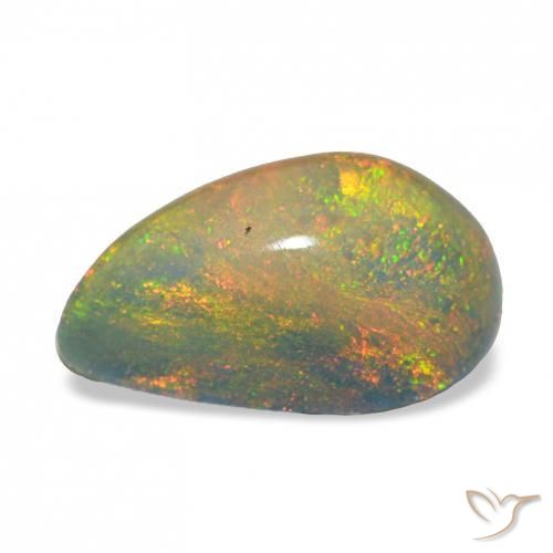 Opale noire Multicolore naturelle En forme de poire, 3.98 ct, Opaque
