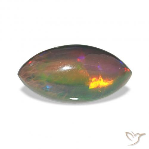 3.55ct Multicolore Opale noire, Marquise, Opaque