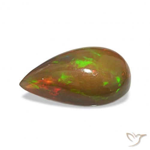 Opale noire Multicolore naturelle En forme de poire, 4.12 ct, Opaque