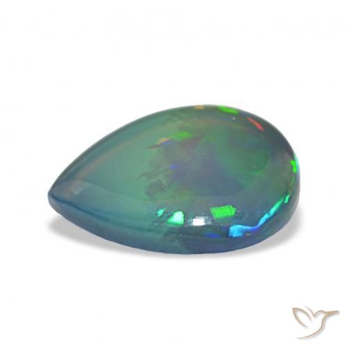 Opale noire Multicolore naturelle En forme de poire, 3.26 ct, Opaque