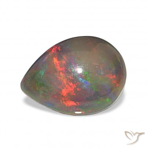 Opale noire Multicolore naturelle En forme de poire, 2.65 ct, Opaque