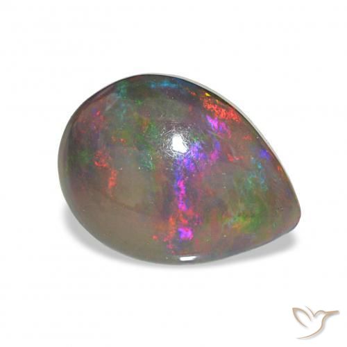Opale noire Multicolore naturelle En forme de poire, 2.65 ct, Opaque