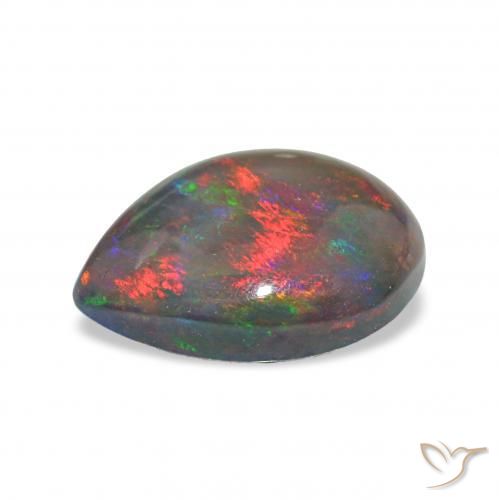 Opale noire Multicolore naturelle En forme de poire, 2.65 ct, Opaque