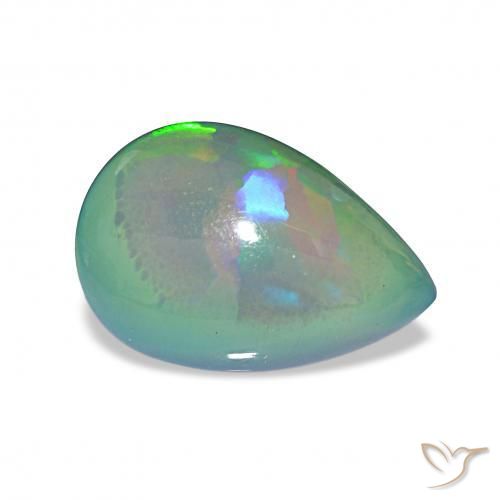 Opale noire Multicolore naturelle En forme de poire, 4.97 ct, Opaque
