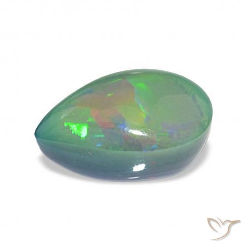 Opale noire Multicolore naturelle En forme de poire, 4.97 ct, Opaque