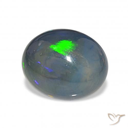 Opale noire Multicolore naturelle ovale, 4.13 ct, Opaque