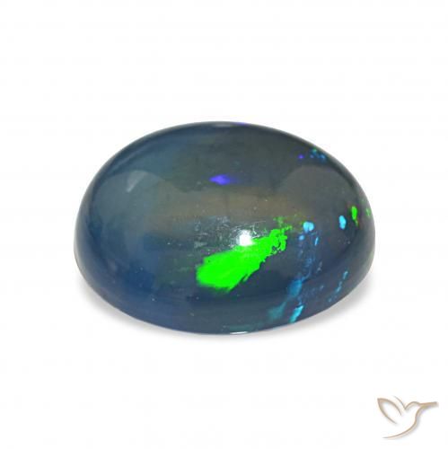 Opale noire Multicolore naturelle ovale, 4.13 ct, Opaque