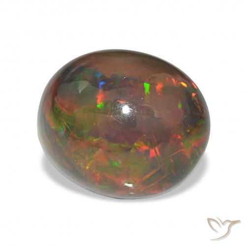 Opale noire Multicolore naturelle ovale, 4.98 ct, Opaque