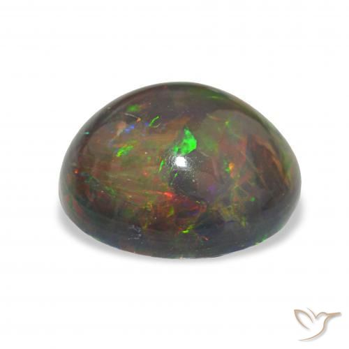 Opale noire Multicolore naturelle ovale, 4.98 ct, Opaque