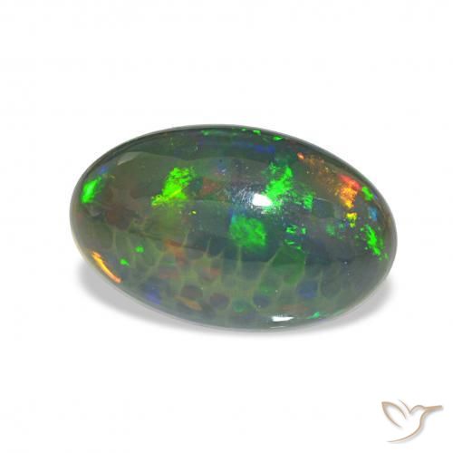 Opale noire Multicolore naturelle ovale, 2.64 ct, Opaque