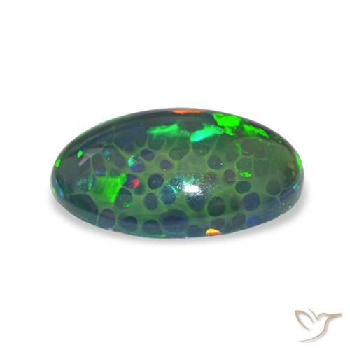 Opale noire Multicolore naturelle ovale, 2.64 ct, Opaque