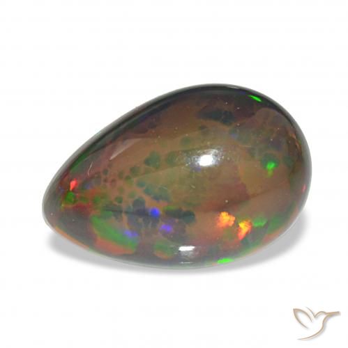 Opale noire Multicolore naturelle En forme de poire, 3.78 ct, Opaque