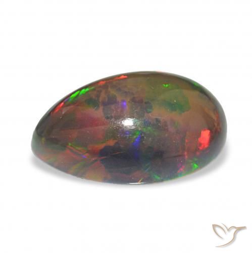 Opale noire Multicolore naturelle En forme de poire, 3.78 ct, Opaque