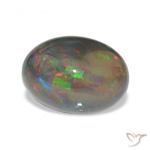 Opale noire Multicolore naturelle ovale, 3.96 ct, Opaque
