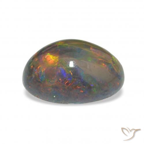 Opale noire Multicolore naturelle ovale, 3.96 ct, Opaque