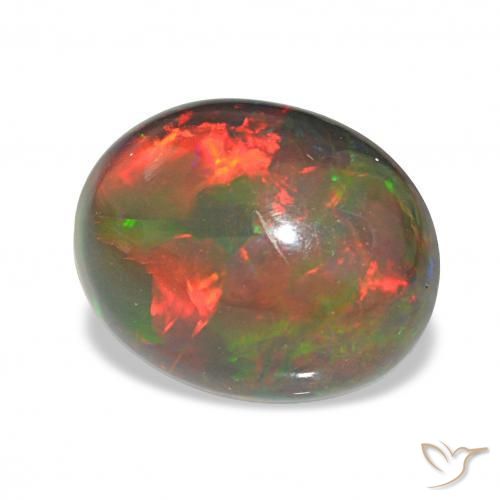 Opale noire Multicolore naturelle ovale, 2.90 ct, Opaque