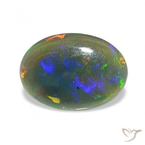 1.61ct Multicolore Opale noire, ovale, Opaque