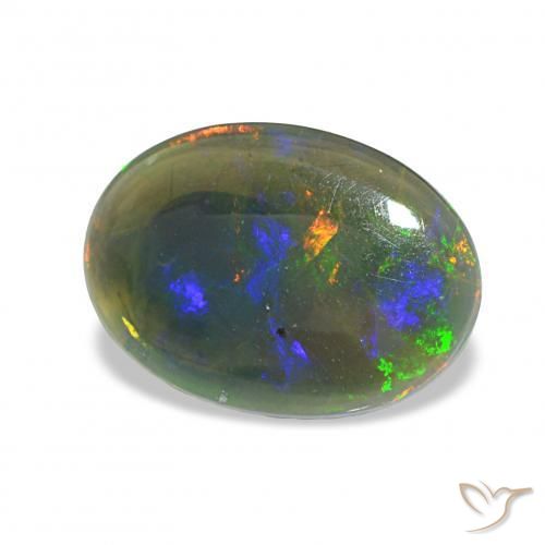 Opale noire Multicolore naturelle ovale, 1.61 ct, Opaque