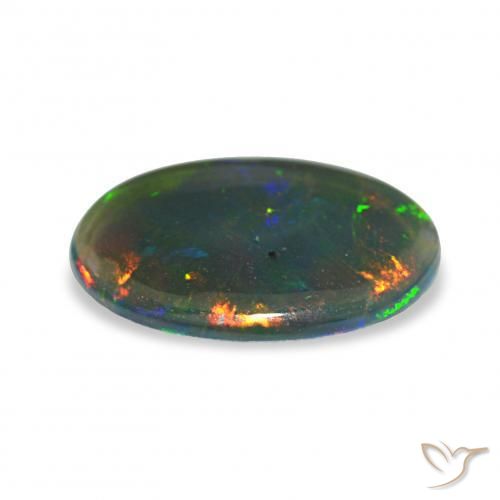 Opale noire Multicolore naturelle ovale, 1.61 ct, Opaque
