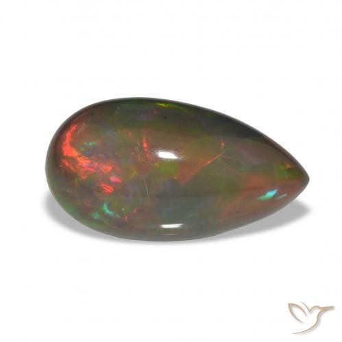 Opale noire Multicolore naturelle En forme de poire, 10.10 ct, Opaque