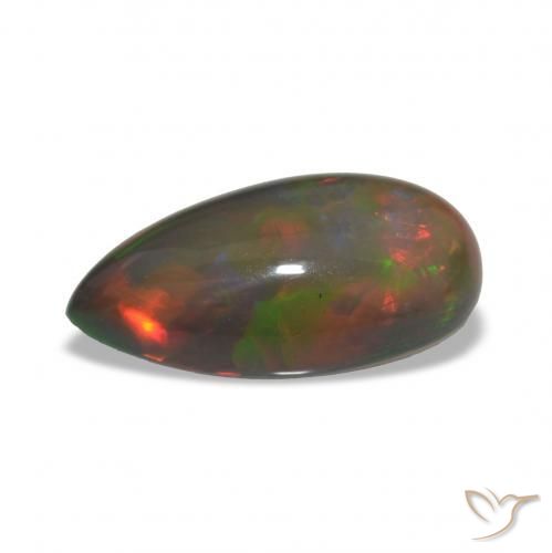 Opale noire Multicolore naturelle En forme de poire, 10.10 ct, Opaque