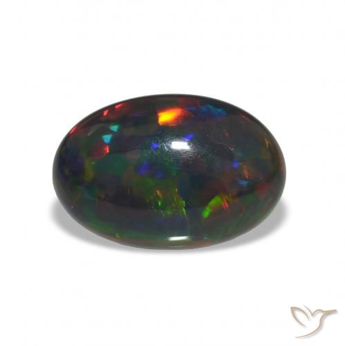 Opale noire Multicolore naturelle ovale, 8.61 ct, Opaque