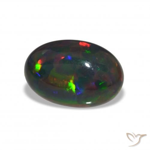 Opale noire Multicolore naturelle ovale, 8.61 ct, Opaque