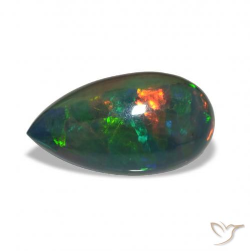 Opale noire Multicolore naturelle En forme de poire, 6.81 ct, Opaque
