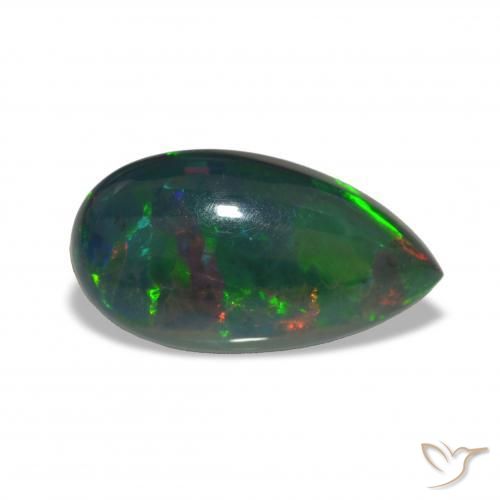 Opale noire Multicolore naturelle En forme de poire, 6.81 ct, Opaque