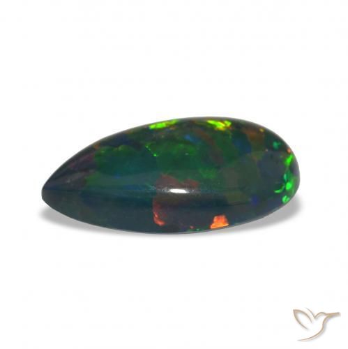 Opale noire Multicolore naturelle En forme de poire, 6.81 ct, Opaque
