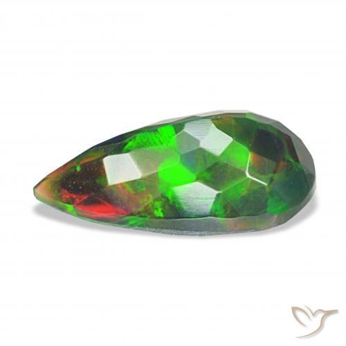 Opale noire Multicolore naturelle En forme de poire, 2.04 ct, Opaque