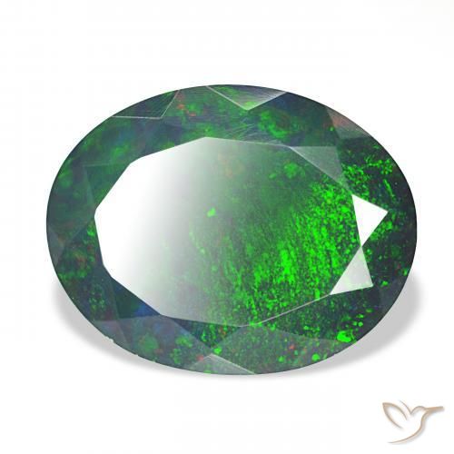 Opale noire Multicolore naturelle ovale, 5.15 ct, Opaque