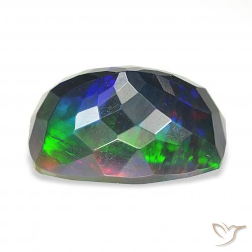 Opale noire Multicolore naturelle Coussin, 5.06 ct, Opaque