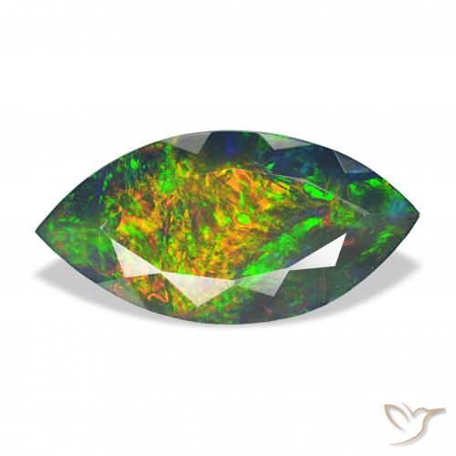 3.37ct Multicolore Opale noire, Marquise, Opaque