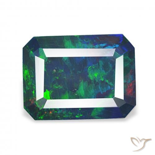 1.81ct Multicolore Opale noire, Taille émeraude, Opaque