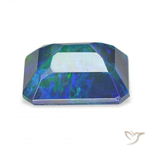 Opale noire Multicolore naturelle Octogone / coupe Émeraude, 1.81 ct, Opaque