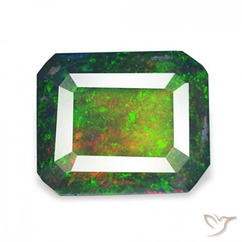 2.23ct Multicolore Opale noire, Taille émeraude, Opaque