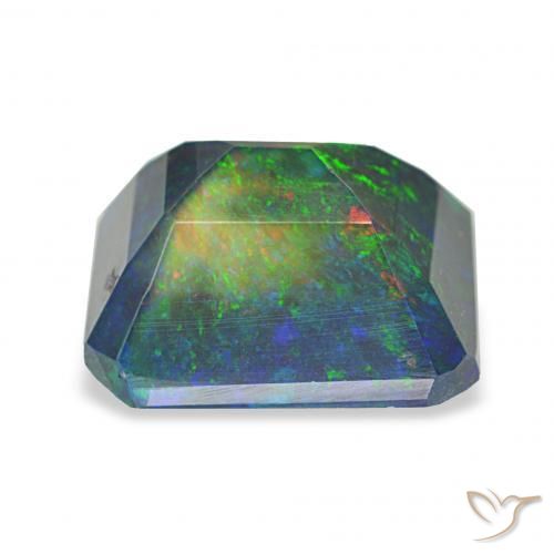 Opale noire Multicolore naturelle Octogone / coupe Émeraude, 2.23 ct, Opaque
