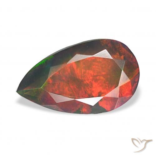 2.11ct Multicolore Opale noire, En forme de poire, Opaque