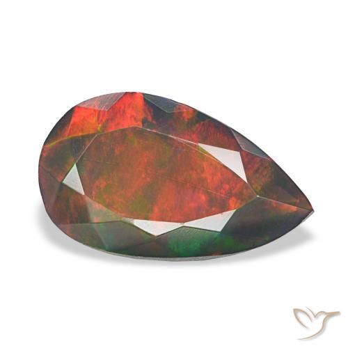Opale noire Multicolore naturelle En forme de poire, 2.11 ct, Opaque