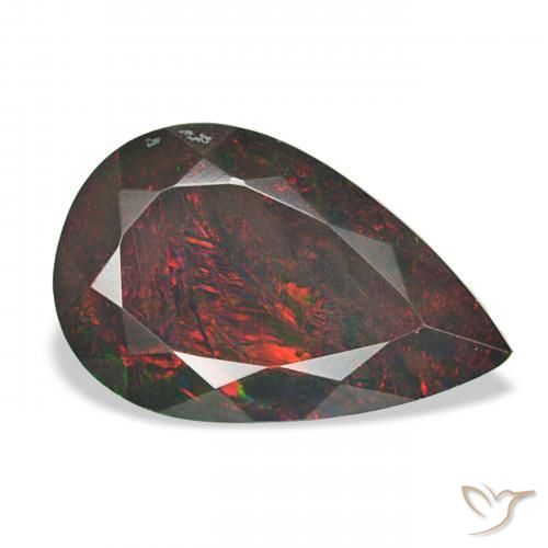 Opale noire Multicolore naturelle En forme de poire, 3.10 ct, Opaque