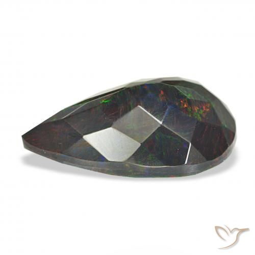Opale noire Multicolore naturelle En forme de poire, 3.10 ct, Opaque