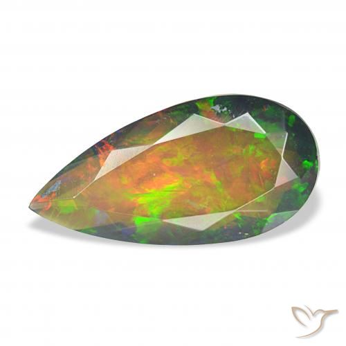 2.45ct Multicolore Opale noire, En forme de poire, Opaque