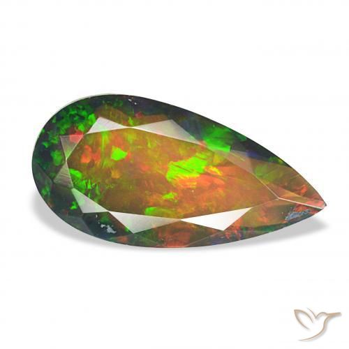 Opale noire Multicolore naturelle En forme de poire, 2.45 ct, Opaque