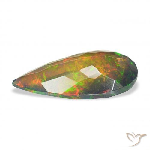 Opale noire Multicolore naturelle En forme de poire, 2.45 ct, Opaque