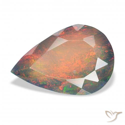 2.89ct Multicolore Opale noire, En forme de poire, Opaque