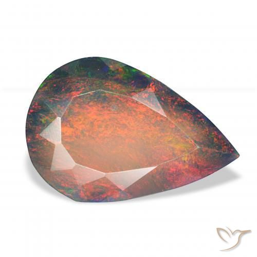 Opale noire Multicolore naturelle En forme de poire, 2.89 ct, Opaque