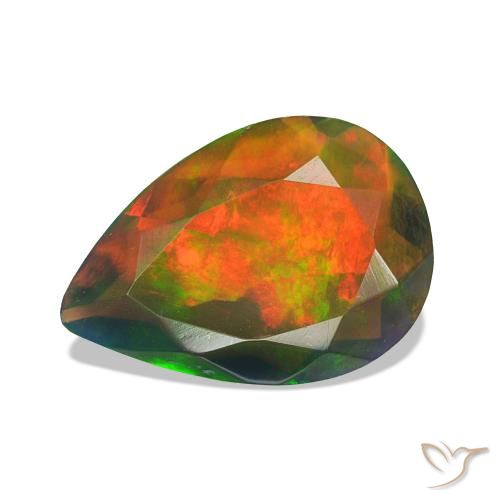 1.75ct Multicolore Opale noire, En forme de poire, Opaque