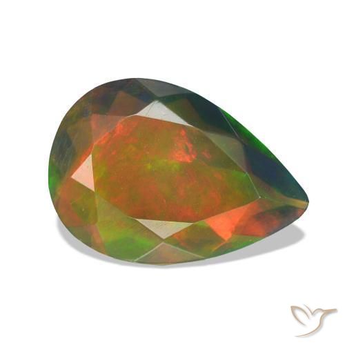 Opale noire Multicolore naturelle En forme de poire, 1.75 ct, Opaque