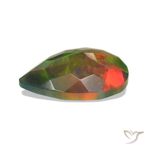 Opale noire Multicolore naturelle En forme de poire, 1.75 ct, Opaque